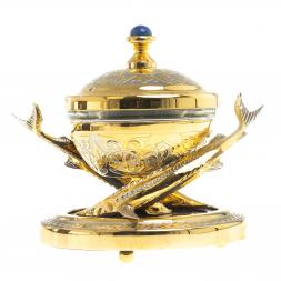 Икорница "Две стерлядки" лазурит Златоуст