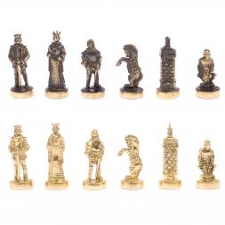 Шахматы бронзовые "Европейские" доска 32х32 см змеевик