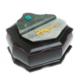 Шкатулка &amp;quot;Ракушка&amp;quot; камень змеевик / серый мрамор 14х10х9 см