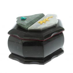 Шкатулка &amp;quot;Ракушка&amp;quot; камень змеевик / серый мрамор 14х10х9 см