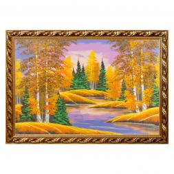 Картина "Осенний пейзаж" багет №9 60х90 см, рисунок каменная крошка