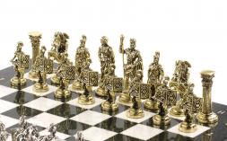 Шахматы с металлическими фигурами "Римские воины" доска 44х44 см мрамор