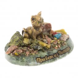 Сувенир "Питерский кот" камень змеевик