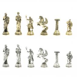 Шахматы "Подвиги Геракла" доска 28х28 см лемезит змеевик