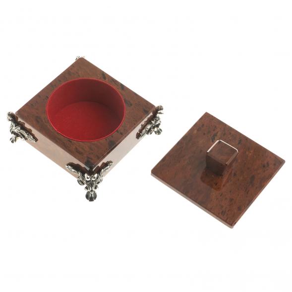 Шкатулка на ножках камень обсидиан 9х9х6 см 122964