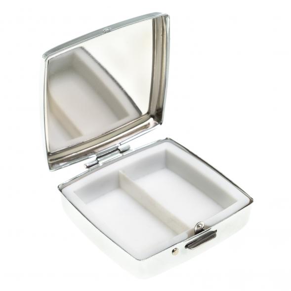 Таблетница с делителем на 2 отсека камень офит цвет серебро 123348