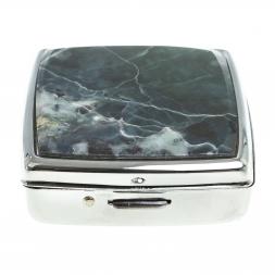 Таблетница с делителем на 2 отсека камень офит цвет серебро