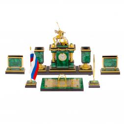 Письменный набор из малахита "Георгий Победоносец" Златоуст