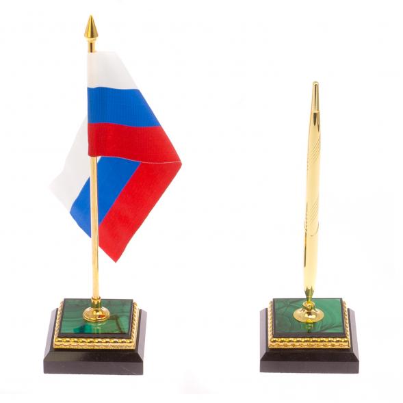 Письменный набор из малахита &amp;quot;Георгий Победоносец&amp;quot; Златоуст 125279