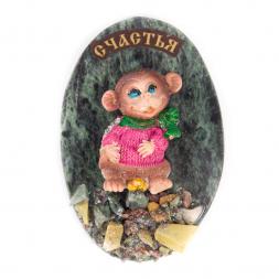 Магнит "Обезьянка в свитере "Счастья" змеевик