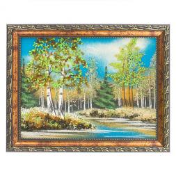Картина "Весенний пейзаж" рамка багет 15х20 см, каменная крошка