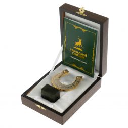 Подкова сувенирная "На удачу" камень нефрит в подарочной коробке Златоуст