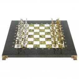 Шахматы "Подвиги Геракла" доска 28х28 см мрамор змеевик