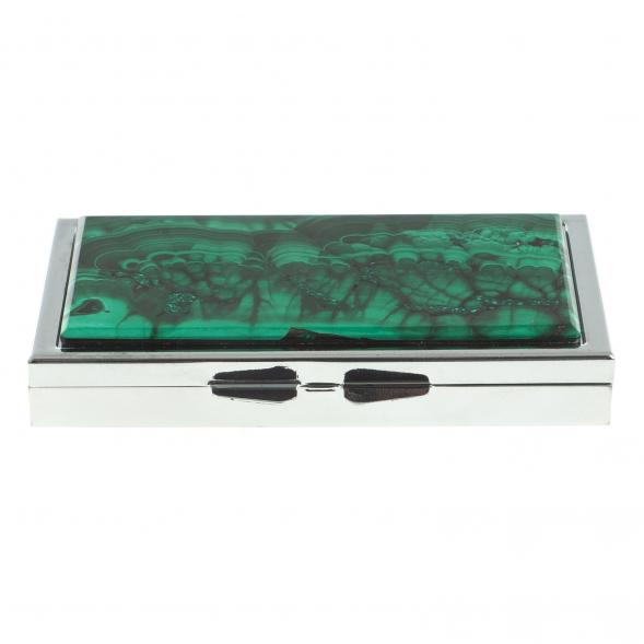 Таблетница на 3 отделения камень малахит цвет серебро 122752