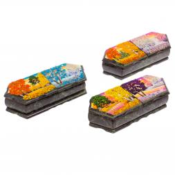 Шкатулка "Осенний и зимний пейзажи" 29,5х12х8 см змеевик