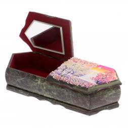 Шкатулка "Осенний и зимний пейзажи" 29,5х12х8 см змеевик