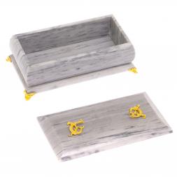 Шкатулка "Дуэт" из серого мрамора 19х9,5х8 см