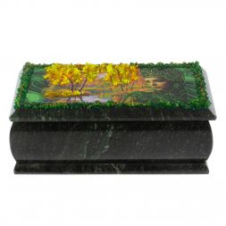 Шкатулка "Хозяйка медной горы. Осень" из змеевика 18х9х8 см