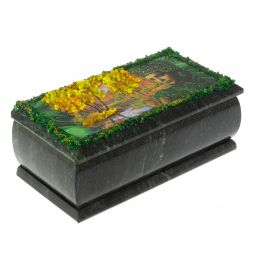 Шкатулка "Хозяйка медной горы. Осень" из змеевика 18х9х8 см