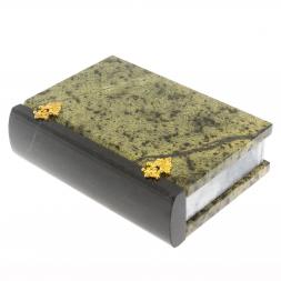 Шкатулка в виде книги "Книжка" камень змеевик 13х17,5х4 см
