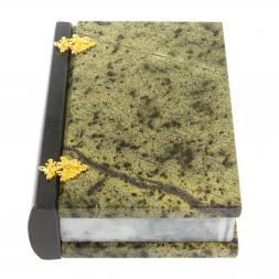 Шкатулка в виде книги "Книжка" камень змеевик 13х17,5х4 см
