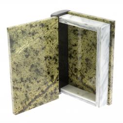 Шкатулка в виде книги "Книжка" камень змеевик 13х17,5х4 см