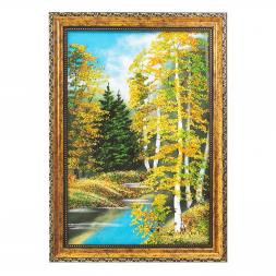 Картина "Осенний пейзаж" багет 24х34 см, каменная крошка