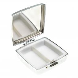 Таблетница на 2 отсека камень шайтанский переливт цвет серебро