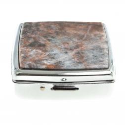Таблетница на 2 отсека камень шайтанский переливт цвет серебро