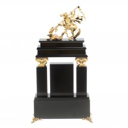 Часы из офиокальцита и бронзы "Георгий Победоносец"