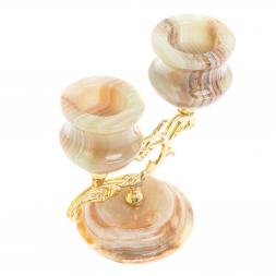 Подсвечник двухрожковый из оникса 11,5х11,5х13,5 см