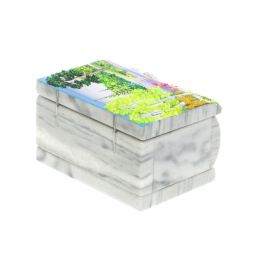 Шкатулка с рисунком "Лето" серый мрамор 10х6,5х6 см