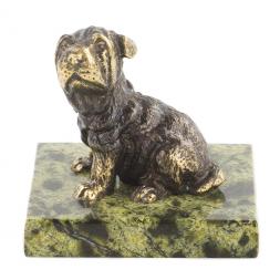 Статуэтка из бронзы и змеевика "Собачка средняя №10"