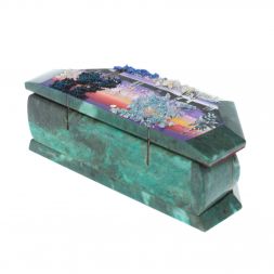 Шкатулка с расписной крышкой "Зимний пейзаж" змеевик 17х7,5х6 см