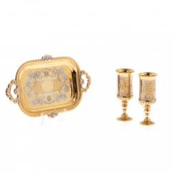 Набор для водки &amp;quot;На двоих&amp;quot; 2 рюмки на подносе Златоуст