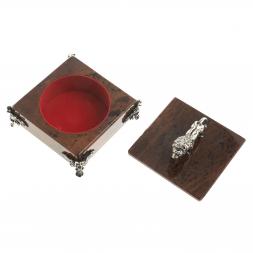 Шкатулка &amp;quot;Лев&amp;quot; камень обсидиан бронза 11х11х8,5 см