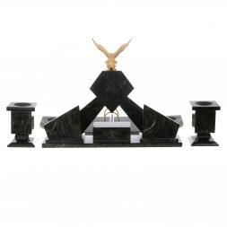 Настольный набор "Орел" из змеевика с бюваром и лотком А4