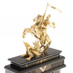 Часы "Георгий Победоносец" большие офиокальцит бронза