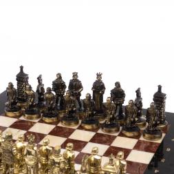 Шахматы бронзовые "Европейские" доска 32х32 см лемезит мрамор