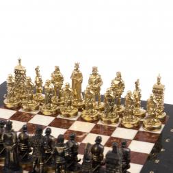 Шахматы бронзовые "Европейские" доска 32х32 см лемезит мрамор