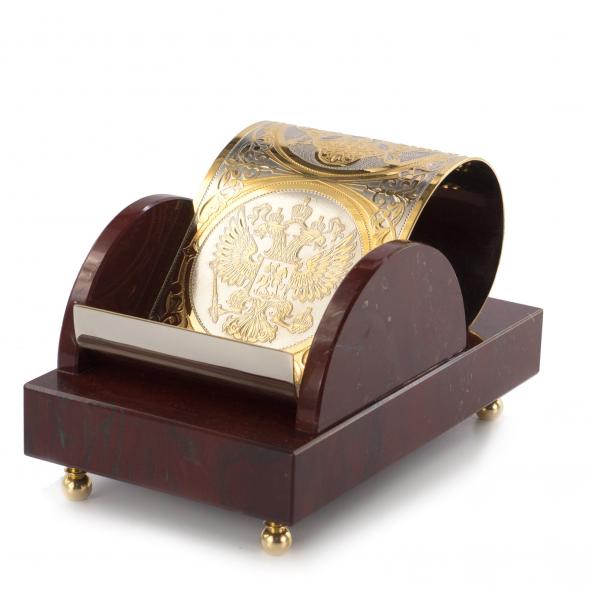 Подставка для телефона &amp;quot;Герб России&amp;quot; камень яшма в подарочной коробке Златоуст 117872