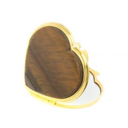 Зеркало карманное "Сердце" тигровый глаз цвет золото