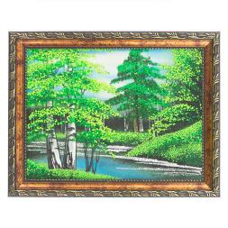 Картина "Летний пейзаж" рамка багет 15х20 см, каменная крошка