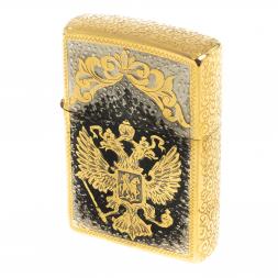 Зажигалка Zippo с гравировкой "Герб РФ" Златоуст