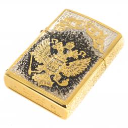 Зажигалка Zippo с гравировкой "Герб РФ" Златоуст