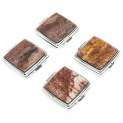 Таблетница на 2 отсека камень авантюрин цвет серебро