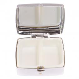 Таблетница на 2 отделения с ящерицей камень змеевик цвет серебро