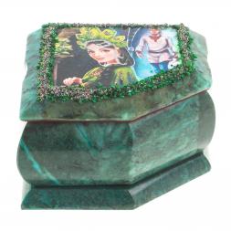 Шкатулка Хозяйка медной горы змеевик 11х9х6,5 см