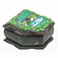 Шкатулка Хозяйка медной горы змеевик 11х9х6,5 см