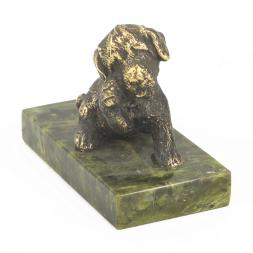 Статуэтка "Собачка малая №12" из бронзы и змеевика